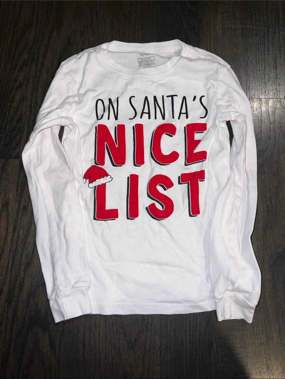 Carter Kids White & Red 'On Santa's Nice List' Pajama Set Size 12